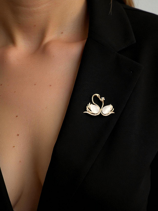 Twin Swan Brooch
