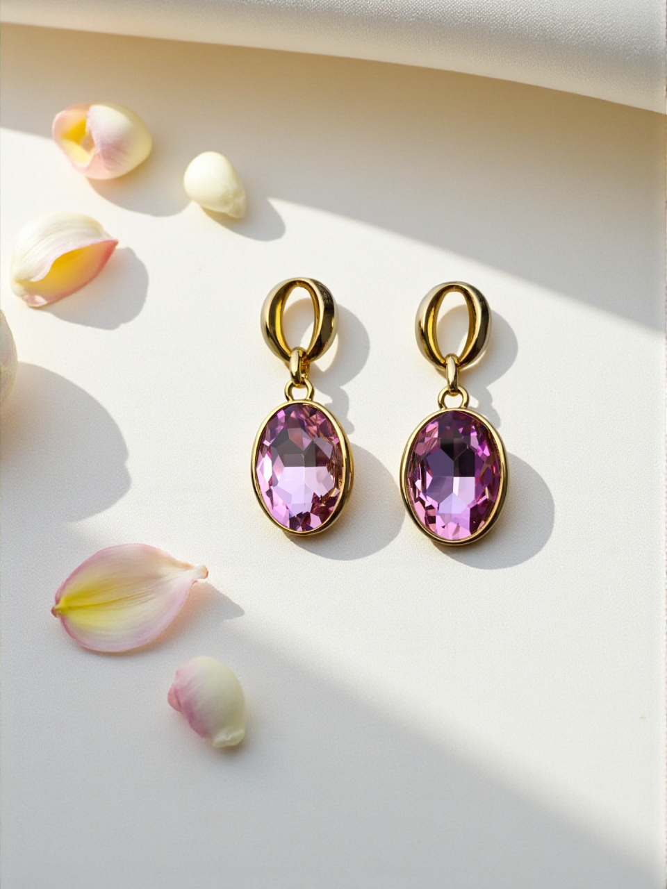 Pink Gem Drop Earrings
