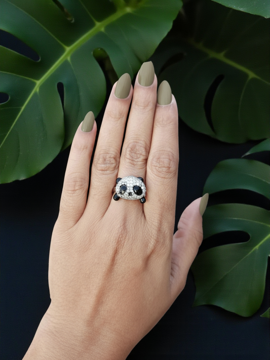 Panda Sparkle Charm Ring