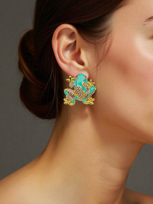 Turquoise Frog Earrings
