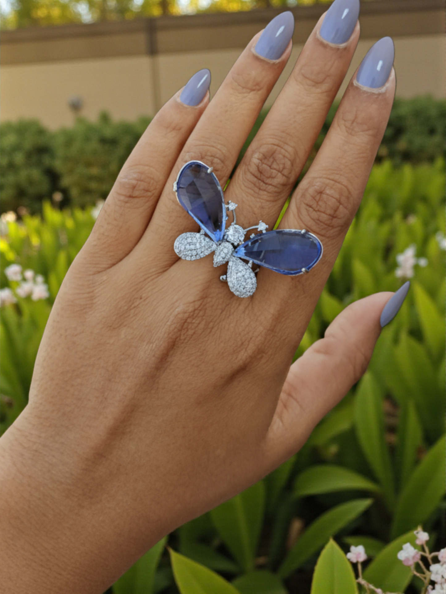Blue Aura Butterfly Ring