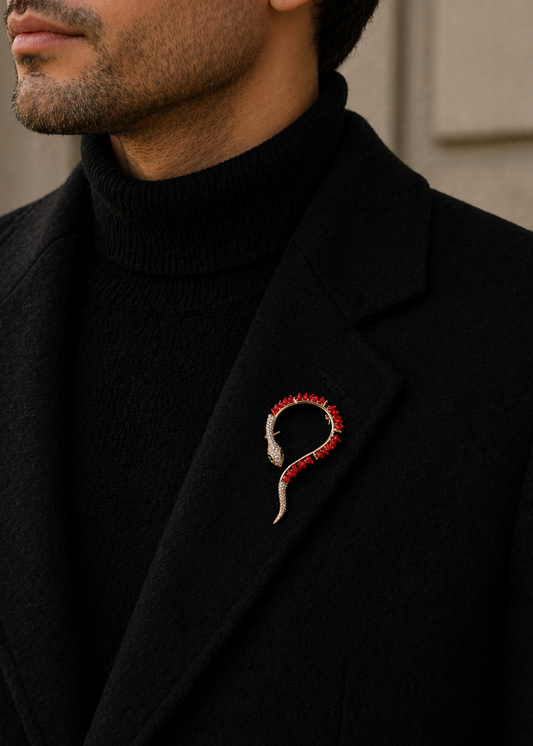 Serpent Red Brooch