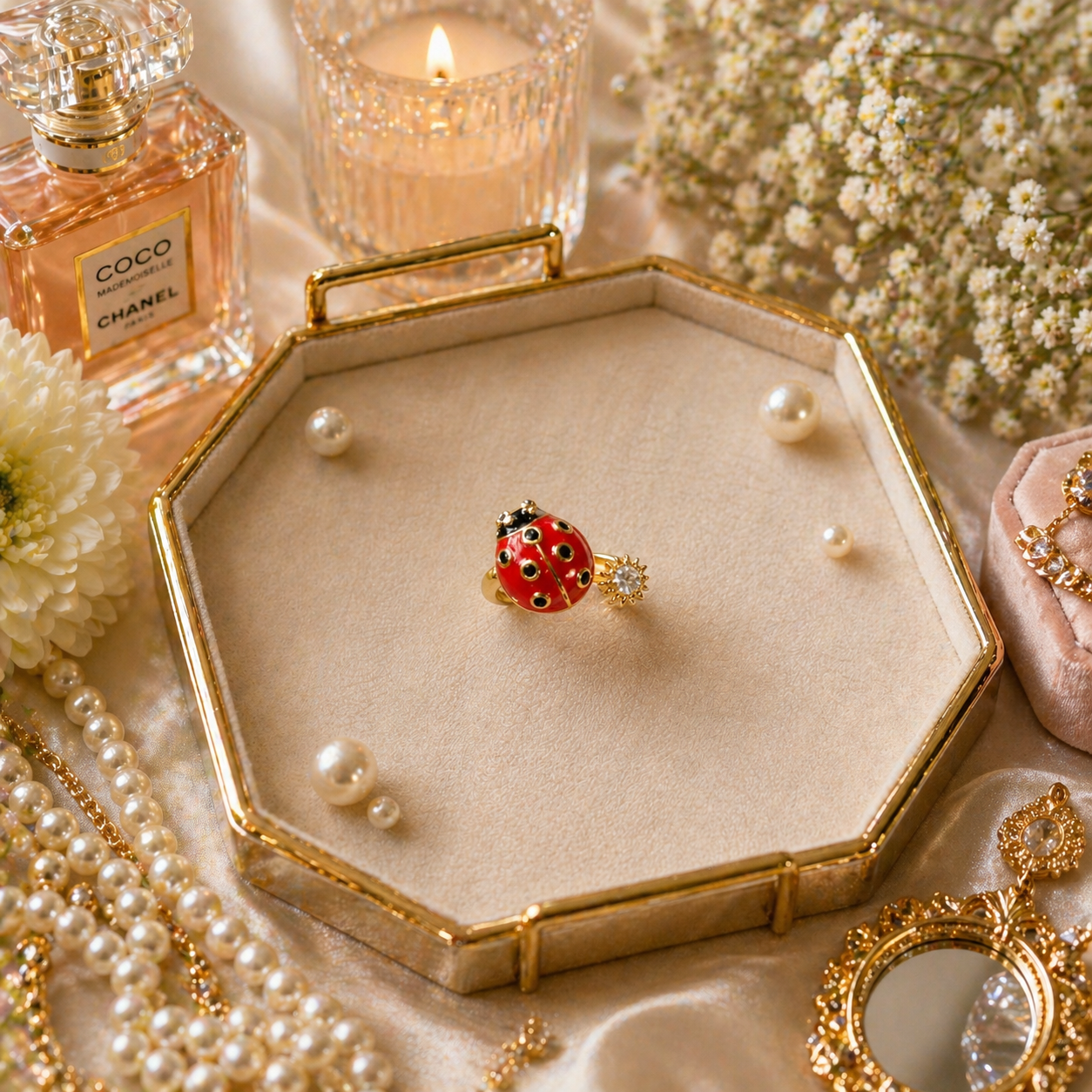 Lucky Ladybug Charm Ring