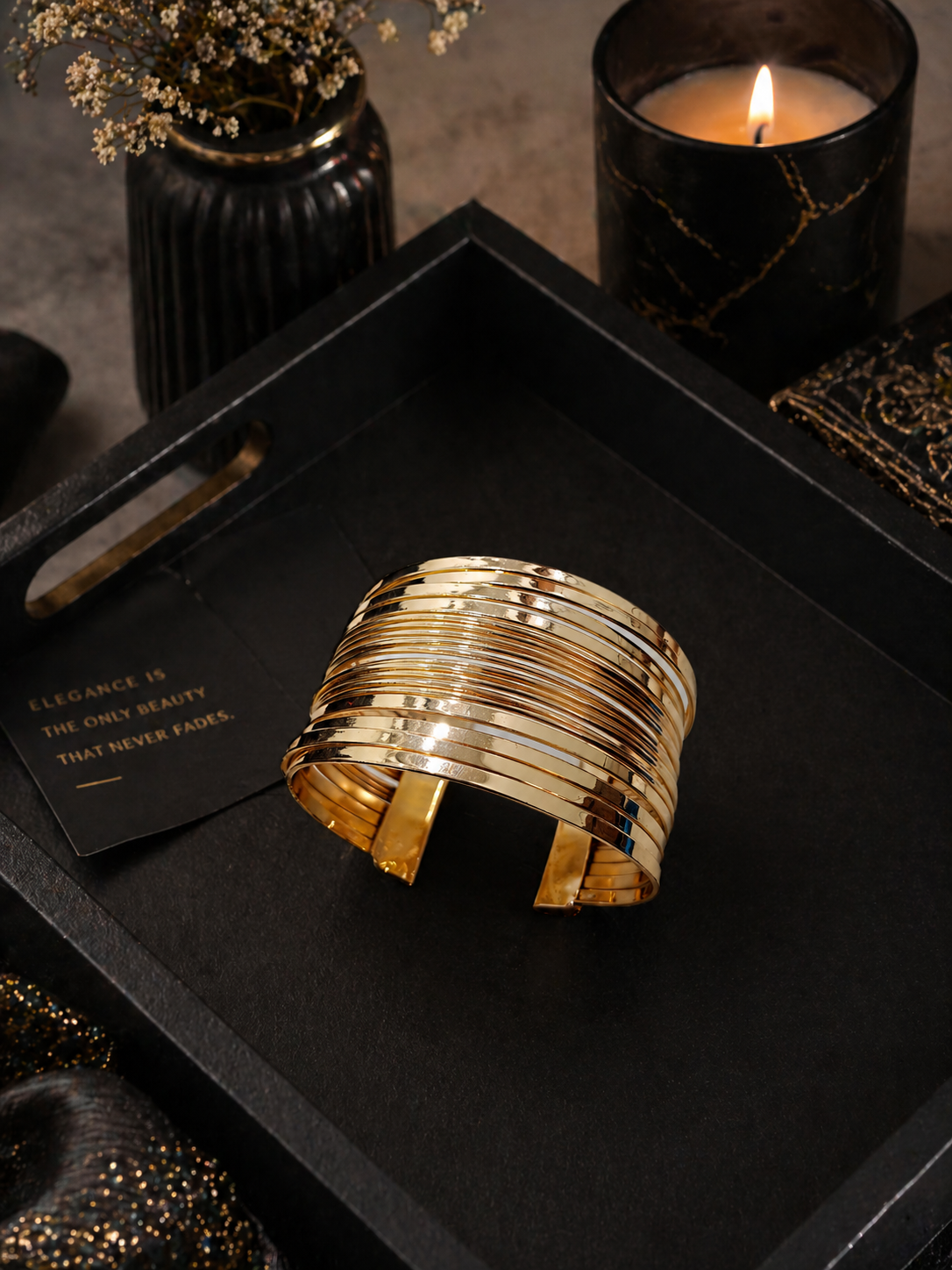 Golden Layered Hand Cuff