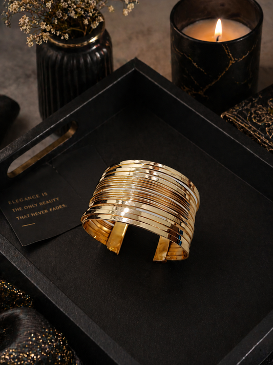 Golden Layered Hand Cuff