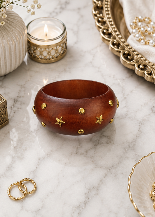 Star Accent Wooden Bangle