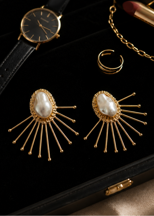 Pearl Radiance Sunburst Earrings