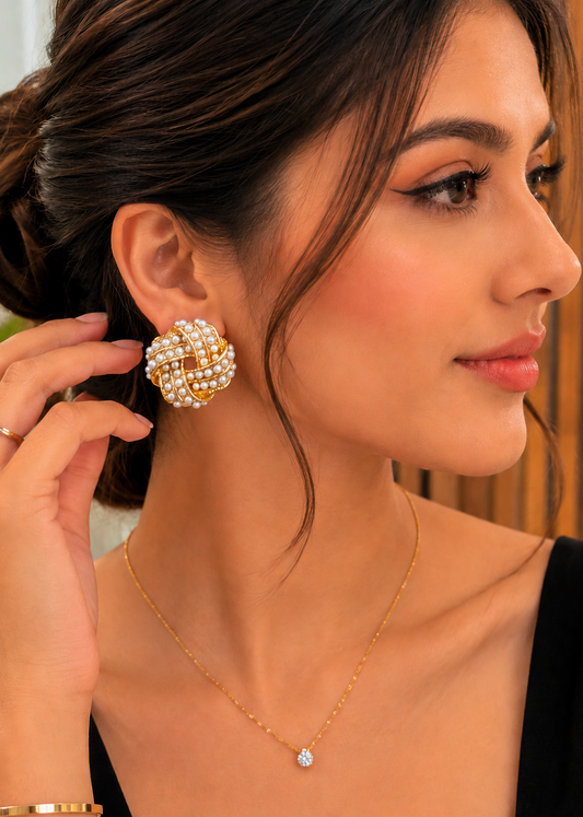 Pearl Knot Luxe Studs