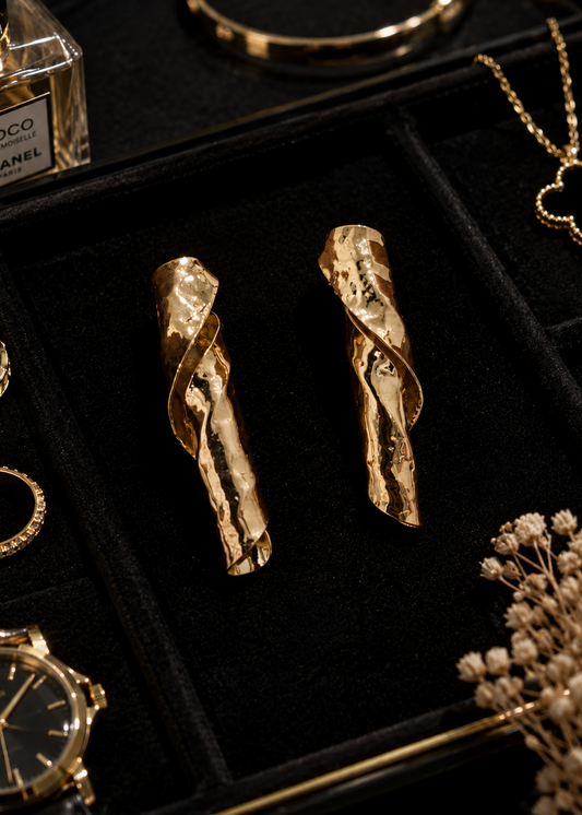 Molten Gold Twist Earrings