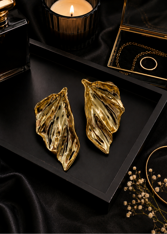 Golden Leaf Statement Earrings