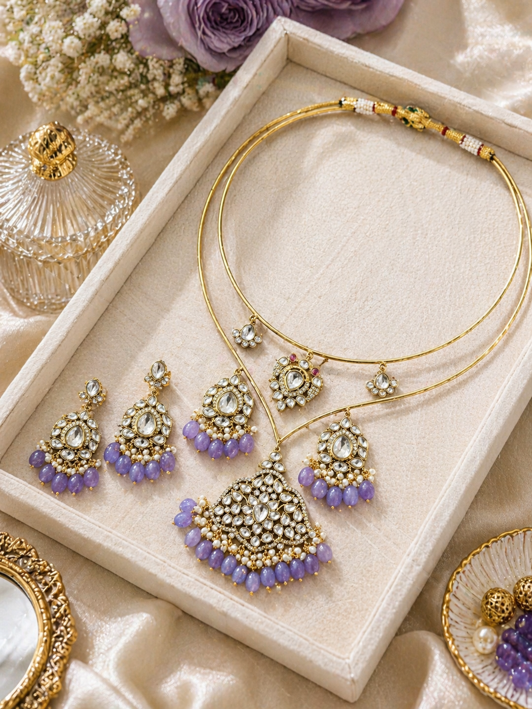 Amethyst Kundan Necklace Set