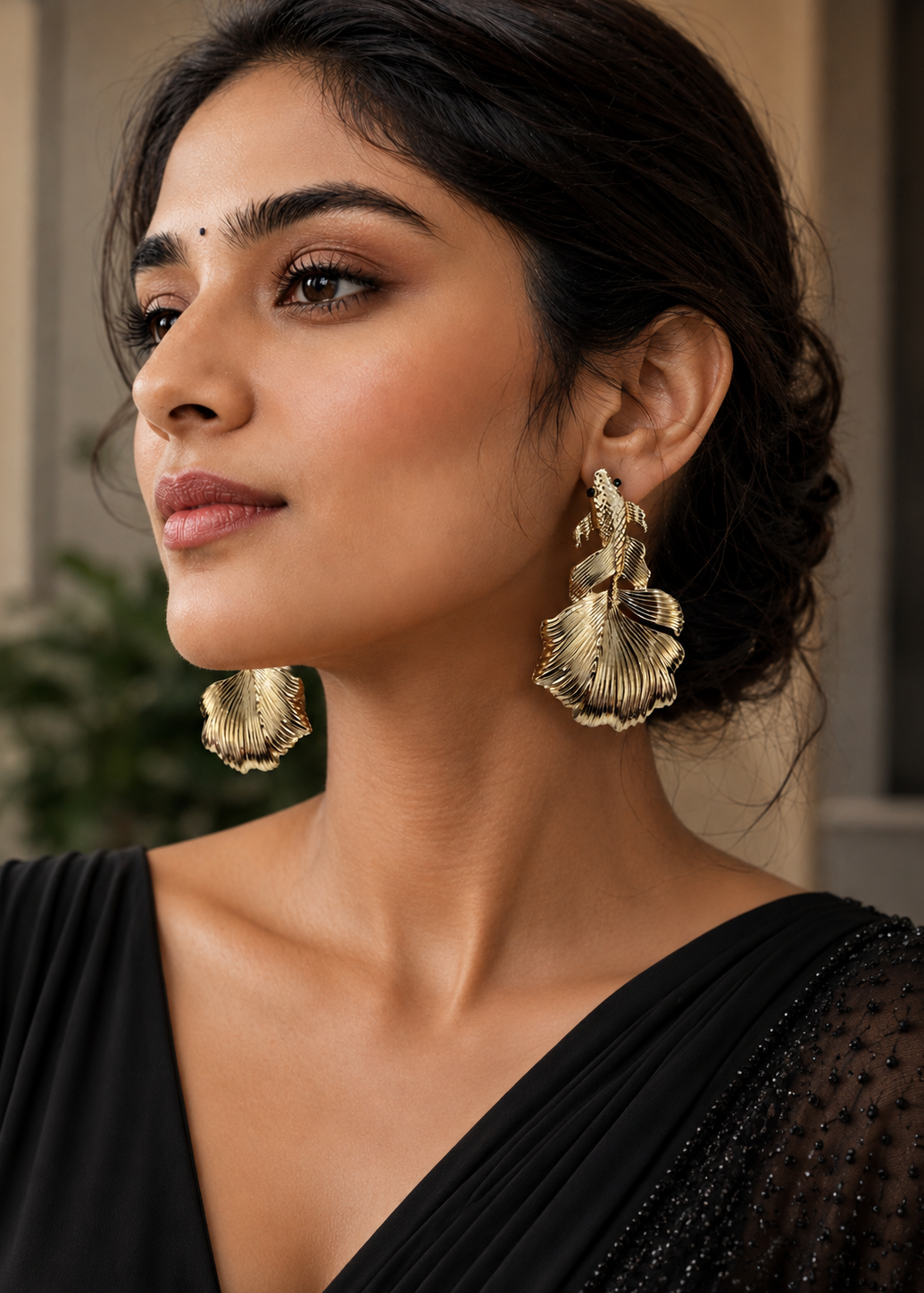Golden Betta Fish Statement Earrings