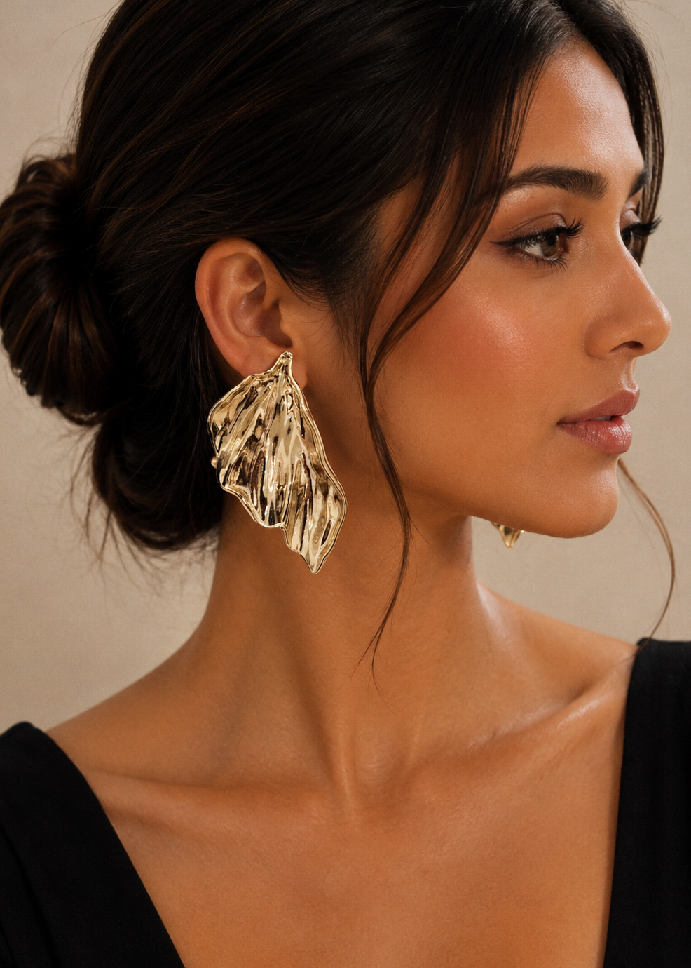 Golden Leaf Statement Earrings