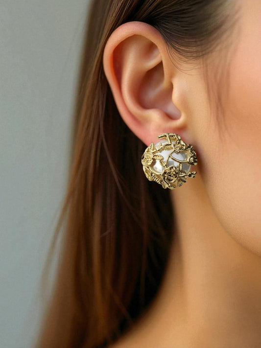 Regal Rose Pearl Earrings