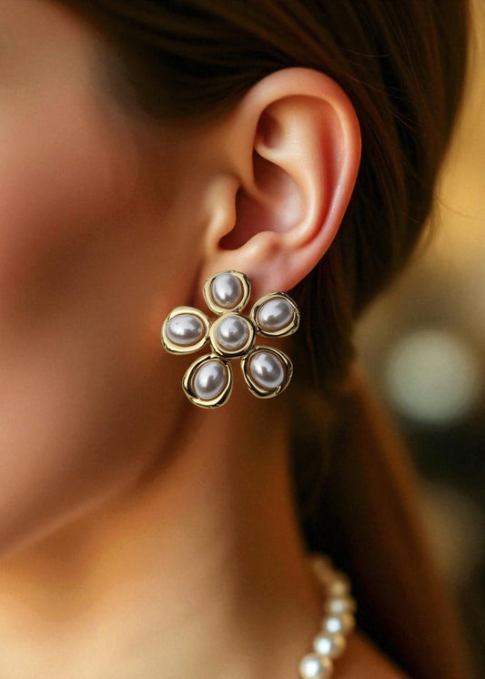 FLORAL PEARL STUDS
