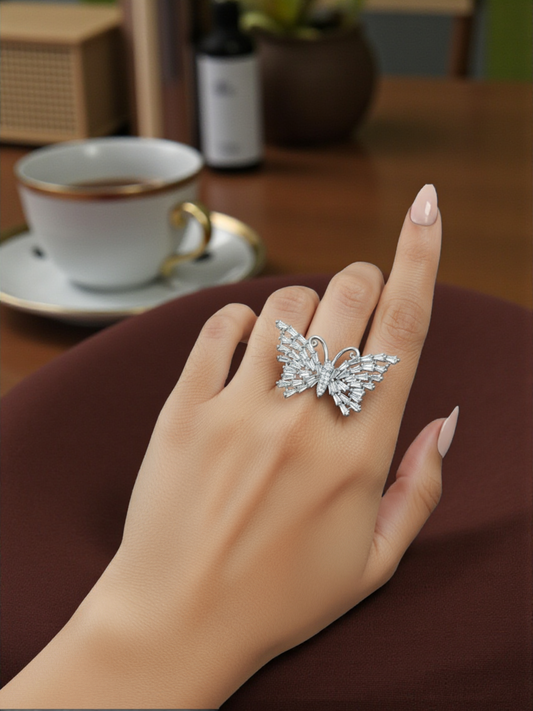 Crystal Wings Butterfly Ring