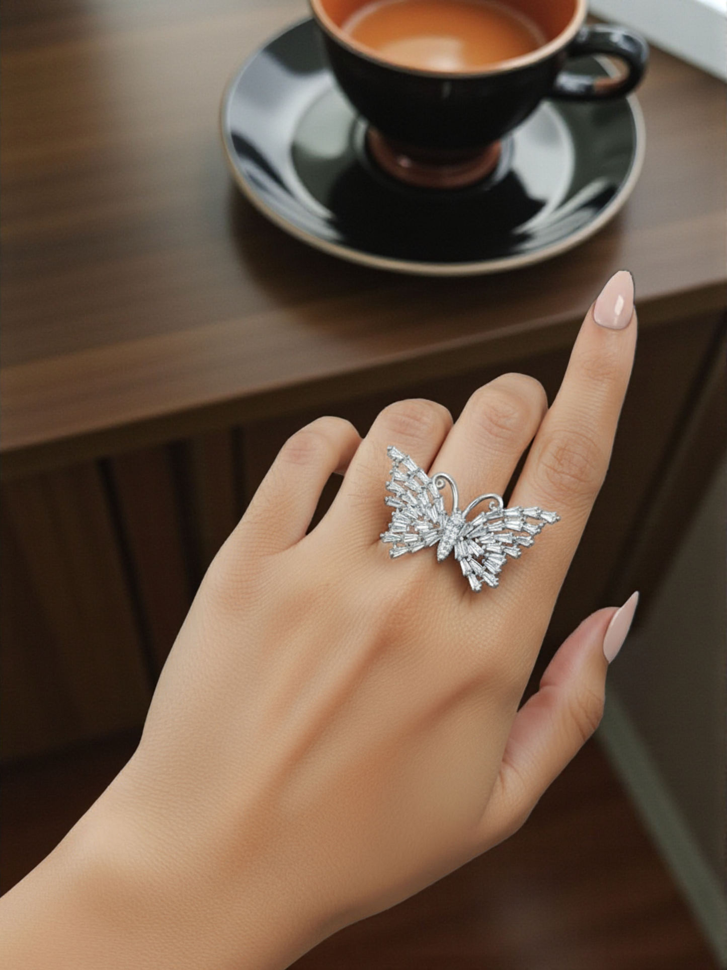 Crystal Wings Butterfly Ring