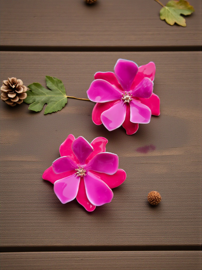 Floral Earrings Fuchsia
