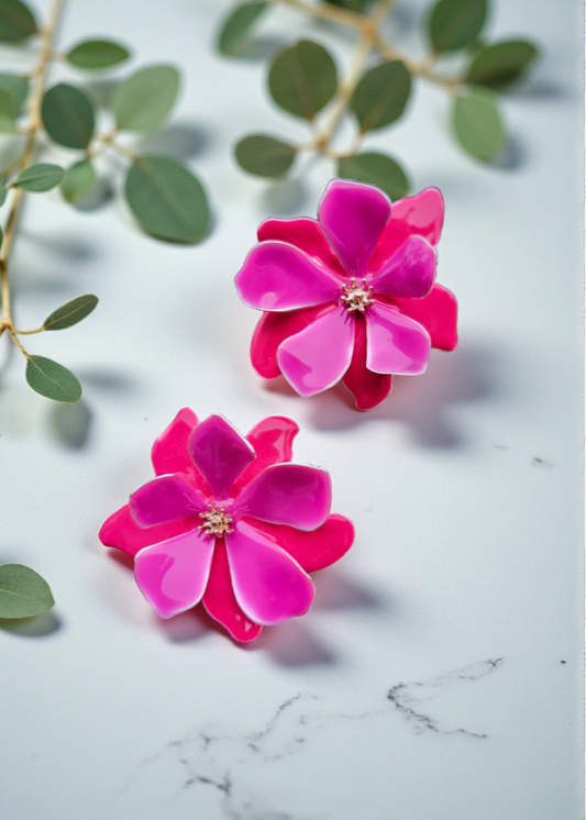 Floral Earrings Fuchsia