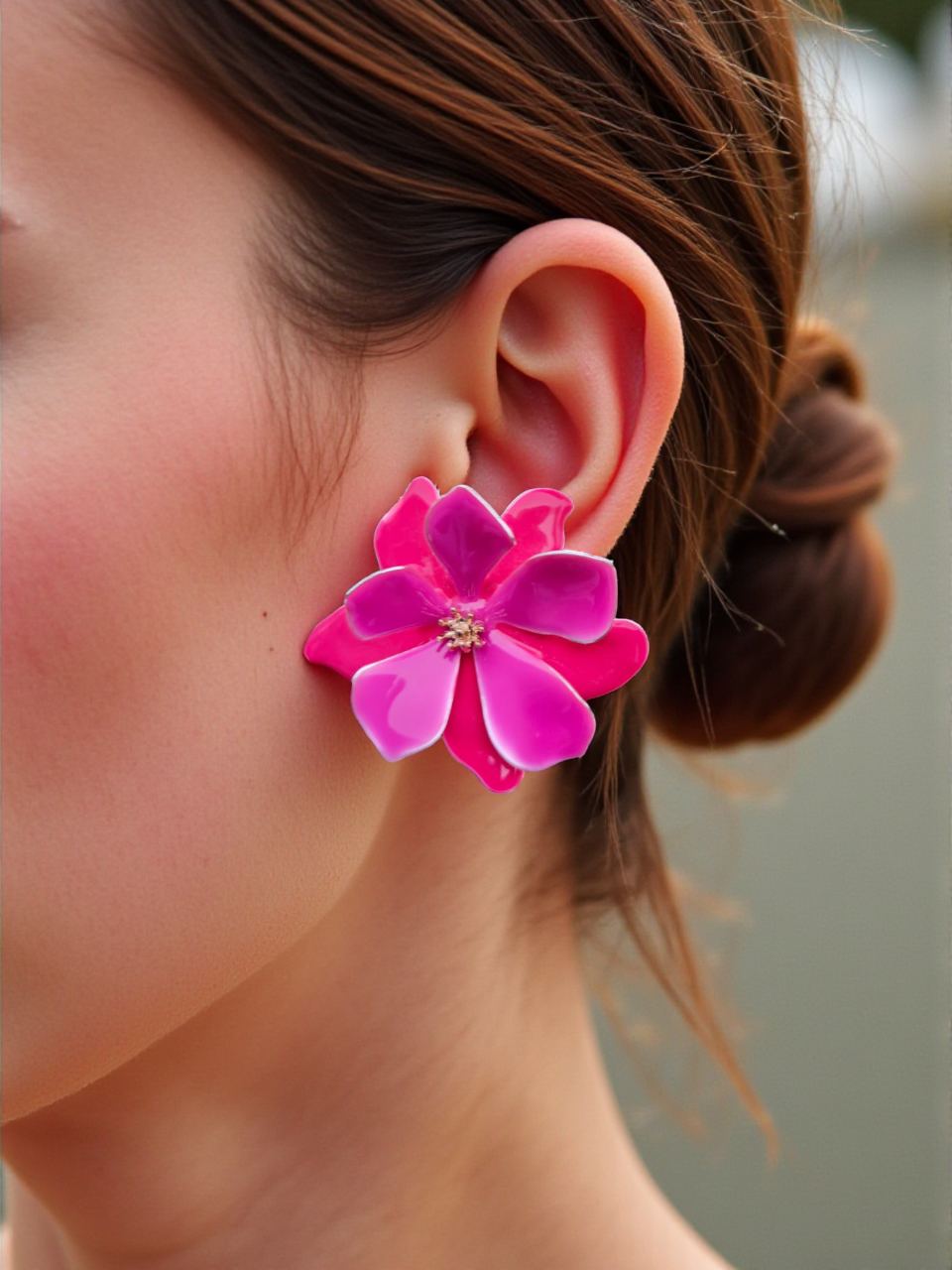 Floral Earrings Fuchsia