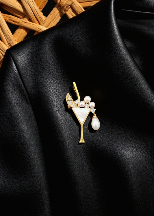 Pearl Martini Brooch
