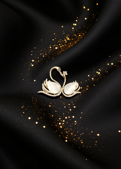 Twin Swan Brooch
