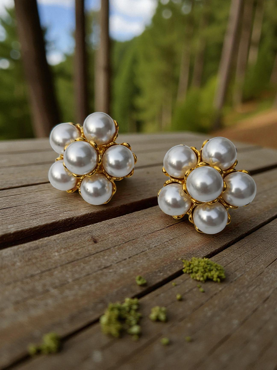 Floral Pearl Cluster Earrings