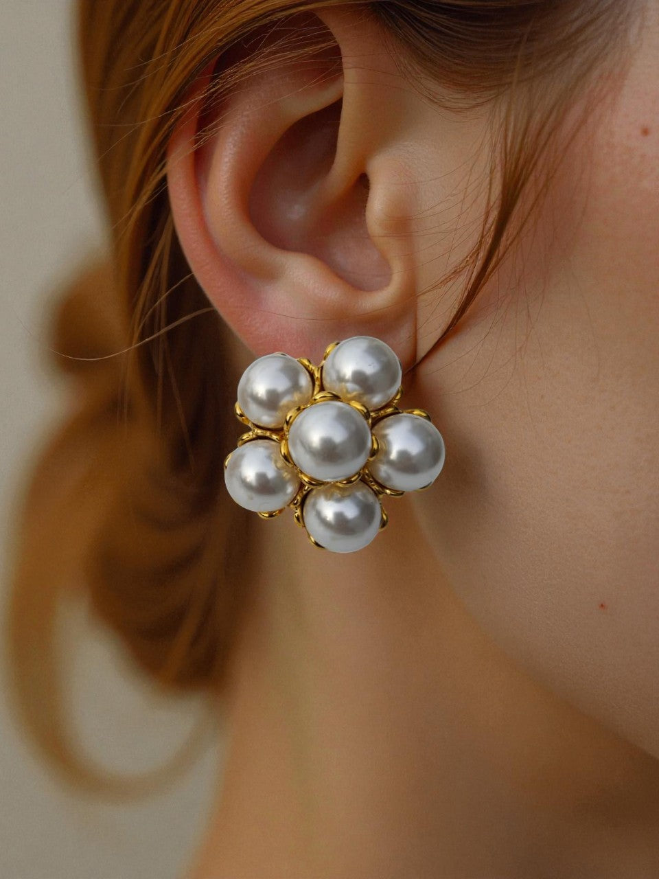 Floral Pearl Cluster Earrings