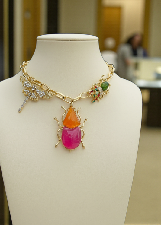 Enchanted Beetle Statement Necklace
