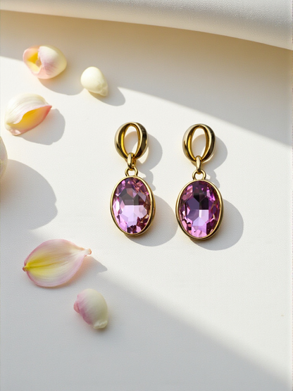 Pink Gem Drop Earrings