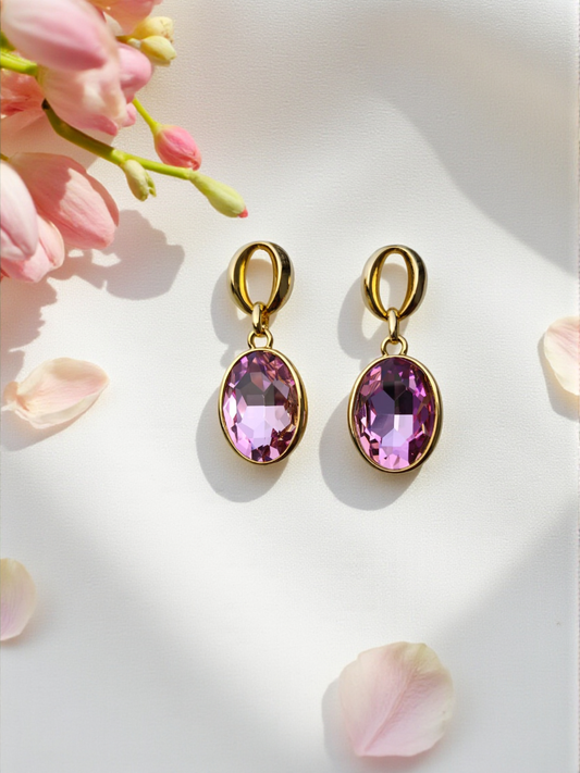 Pink Gem Drop Earrings