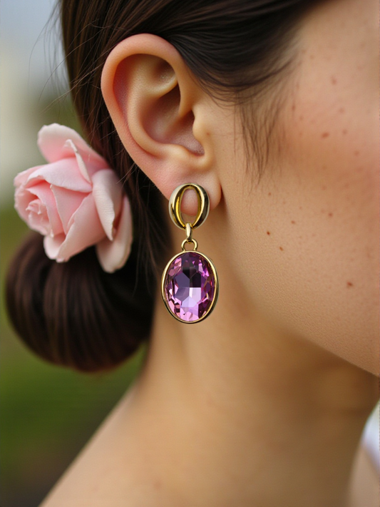 Pink Gem Drop Earrings