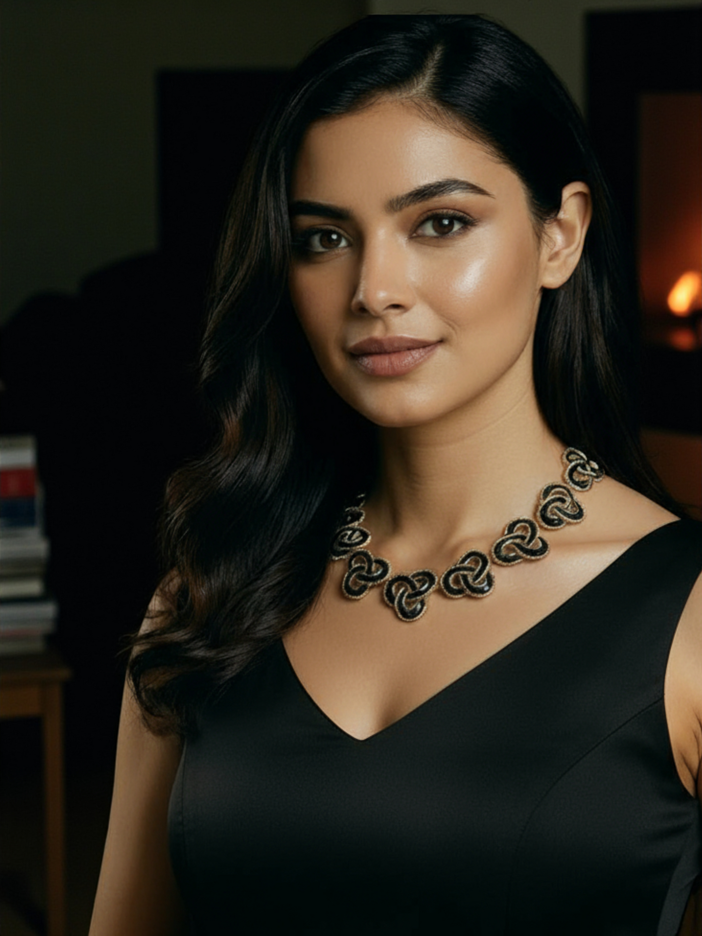 Trinity Black Enamel Necklace