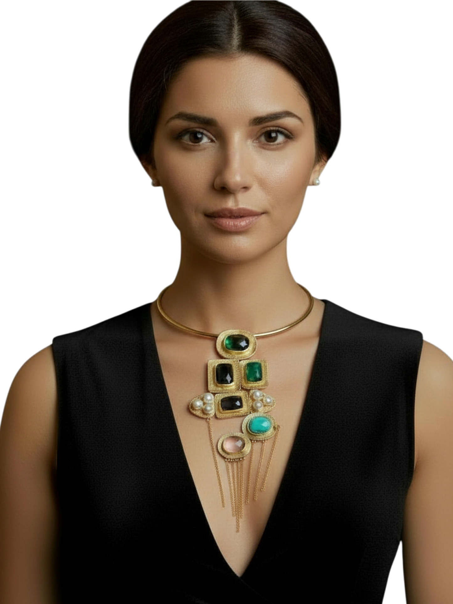 Luxe Geometric Gemstone Necklace