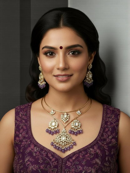 Amethyst Kundan Necklace Set