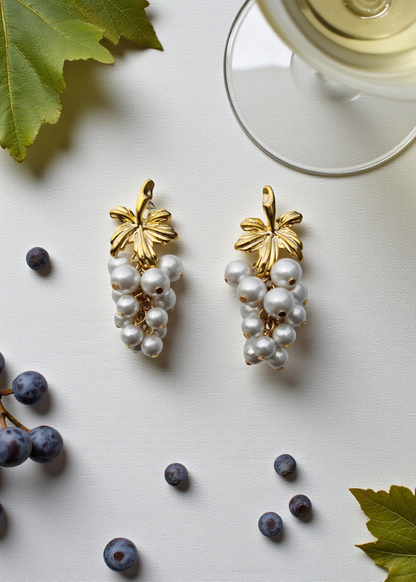 Golden Grape Pearl Earrings
