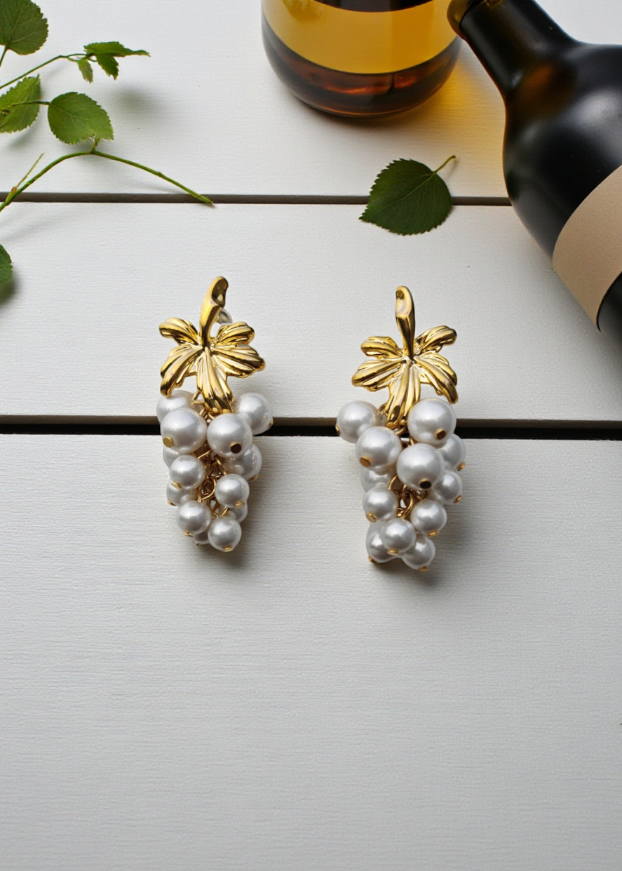 Golden Grape Pearl Earrings