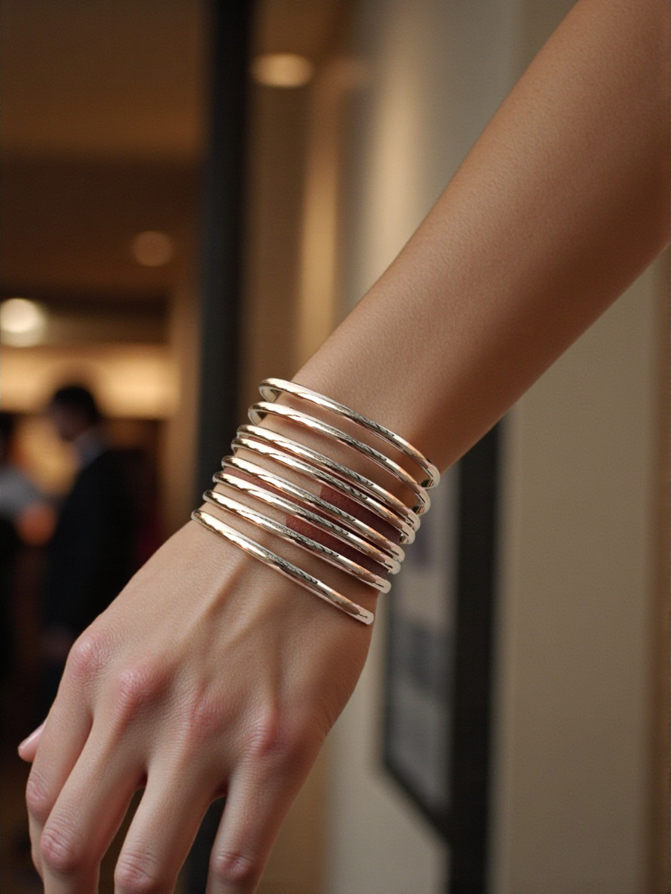 Radiant Ripple Stacked Bangle Bracelet