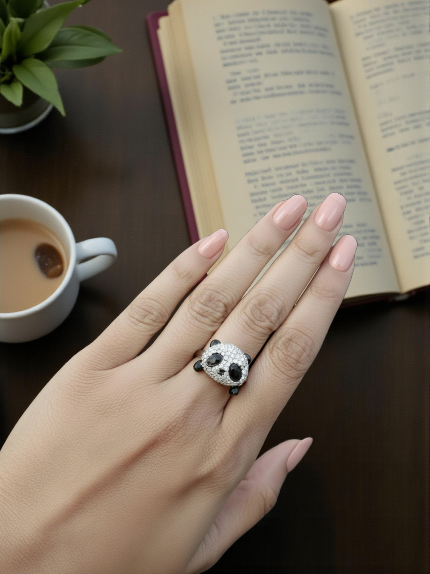 Panda Sparkle Charm Ring