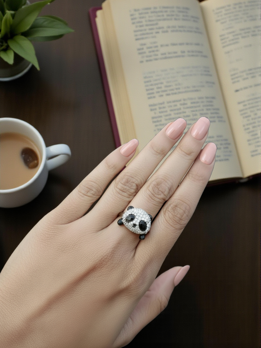 Panda Sparkle Charm Ring