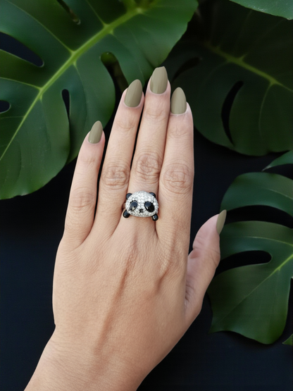 Panda Sparkle Charm Ring