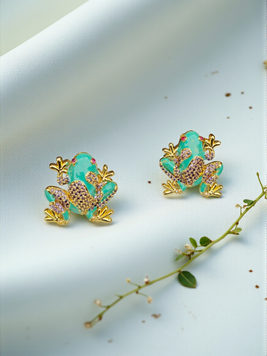 Turquoise Frog Earrings