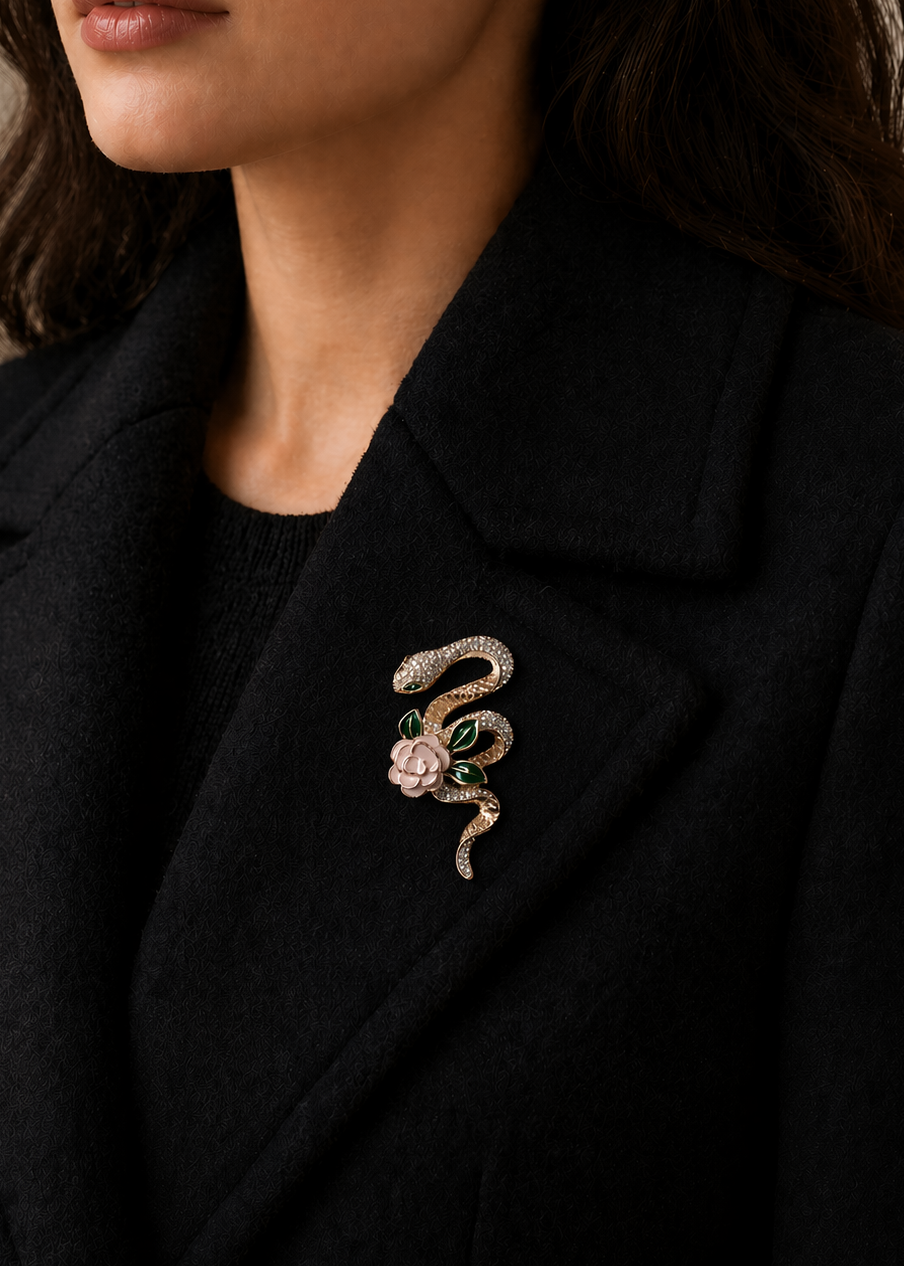 Serpent Bloom Elegance Brooch