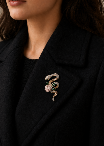 Serpent Bloom Elegance Brooch