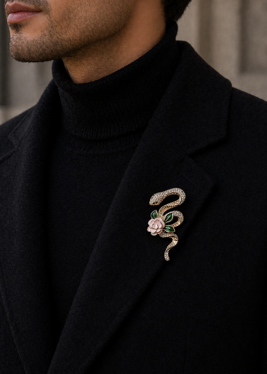 Serpent Bloom Elegance Brooch