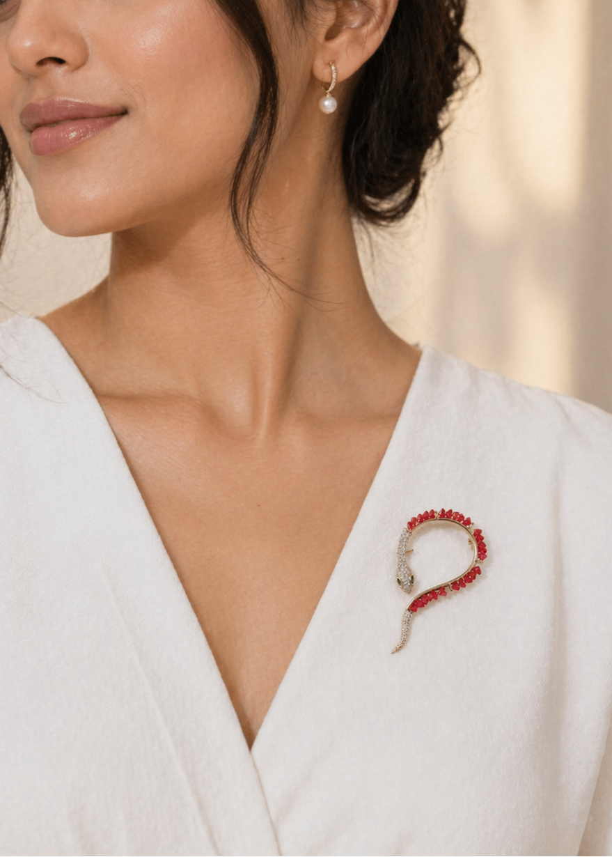 Serpent Red Brooch