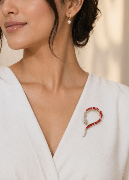 Serpent Red Brooch