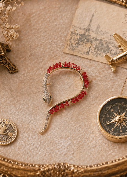Serpent Red Brooch