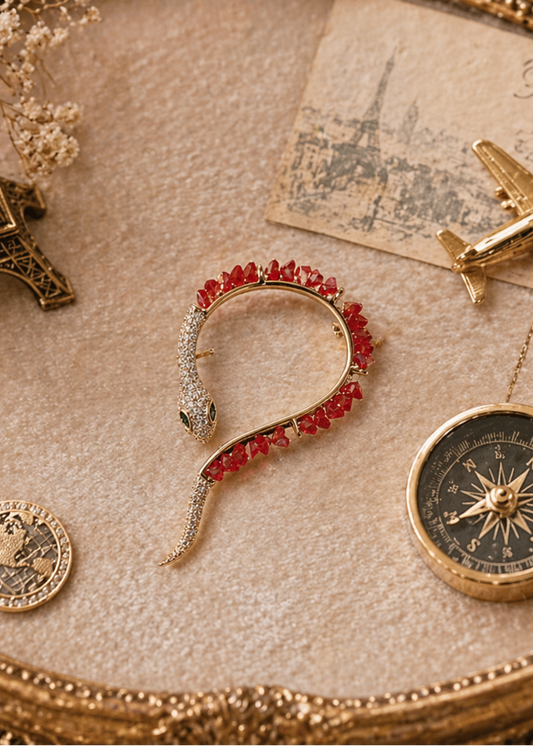 Serpent Red Brooch