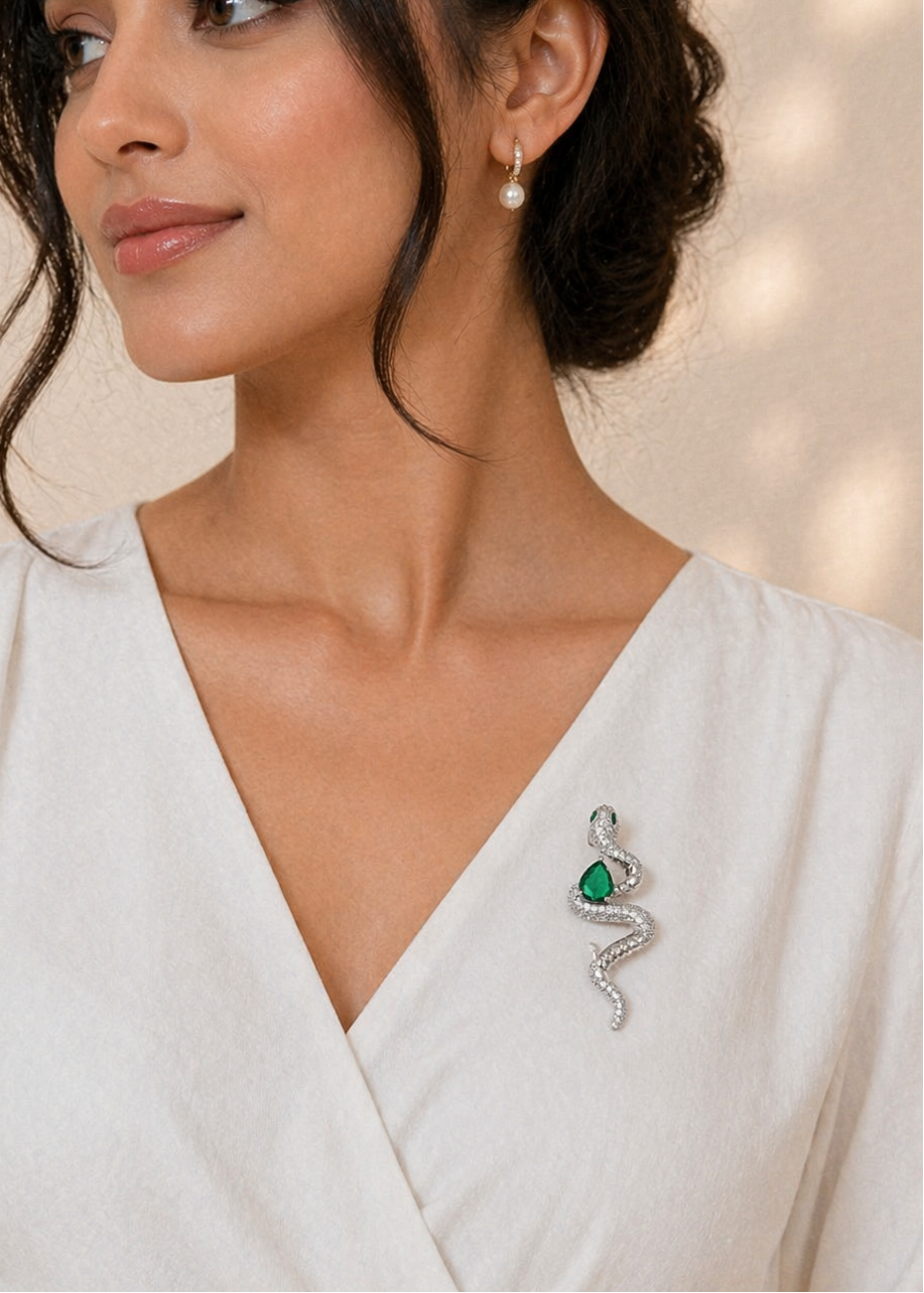 Emerald Serpent Brooch